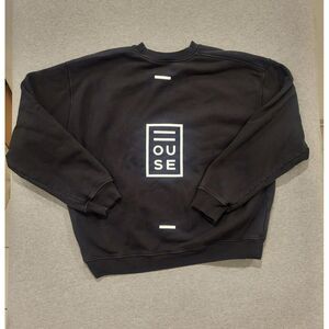 House ID Oversized Pullover Sweatshirt Black Unisex Med. Logo Cotton Baggy Vuori